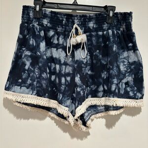 Like new boho navy blue tie-dye shorts